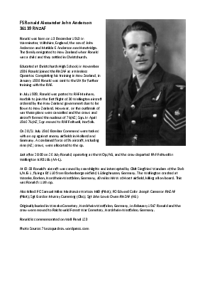A preview of a PDF biography for Anderson, Ronald Alexander John